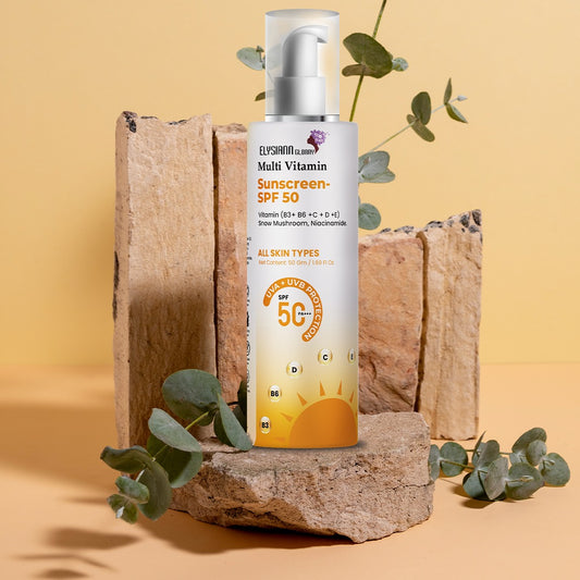 Multi Vitamin Sunscreen (SPF-50+UVA+UVB)  Enriched with vitamin (B3+B6+C+D+E ) Snow Mushroom, Niacinamide.